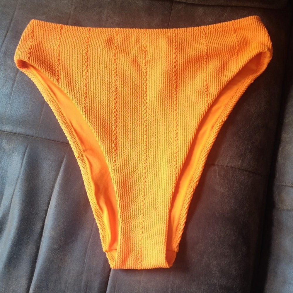 Aerie Orange Ribbed High Cut Cheeky Bikini Bottom